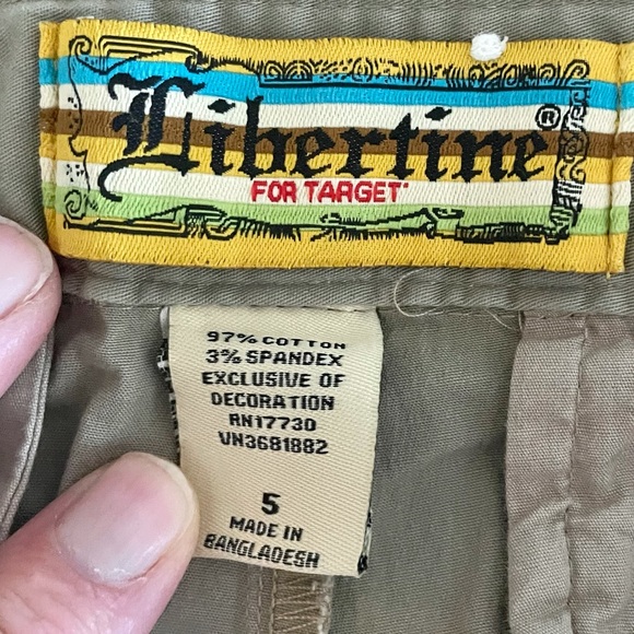 Libertine Skull & Bones Motif Khaki Shorts - Picture 3 of 4